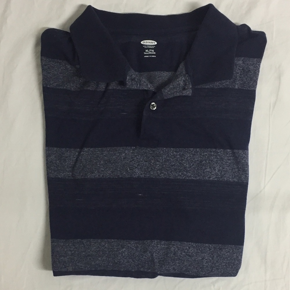 New Old Navy Blue/Gray Striped Polo Shirt XLT NWOT